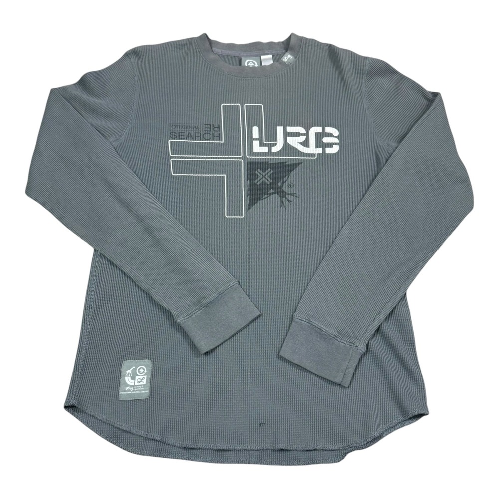 2000s Y2K LRG Spell Out Logo Gray Thermal Long Sleeve Shirt Men's Medium FLAW